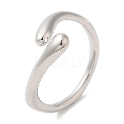 Brass Snake Open Cuff Rings for Women RJEW-G288-06P-1