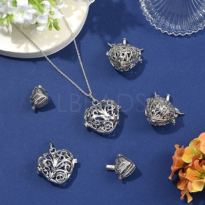 6Pcs 3 Styles Brass & Alloy  Bead Cage Pendants FIND-YW0011-82-1