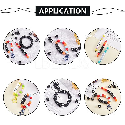 20Pcs Black Cube Letter Silicone Beads 12x12x12mm Square Dice Alphabet Beads with 2mm Hole Spacer Loose Letter Beads for Bracelet Necklace Jewelry Making JX433G-1