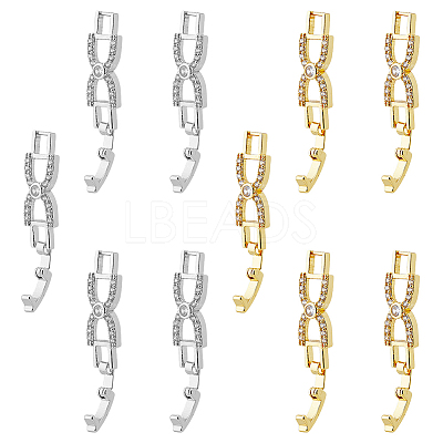10Pcs 2 Colors Bowknot Rack Plating Brass Clear Cubic Zirconia Watch Band Clasps ZIRC-DC0001-09-1