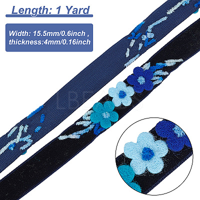 Velvet Handmade Flower Embroidered Lace Ribbons SRIB-WH0011-077A-1