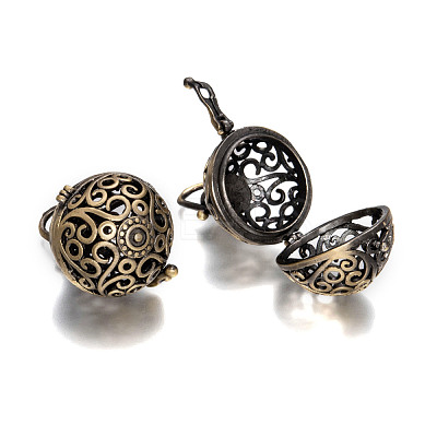 Brass Hollow Round Cage Pendants X-KK-L079-02-NR-1