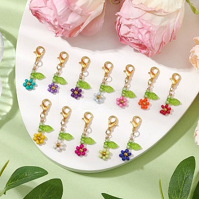 Acrylic Flower Pendant Decorations HJEW-MZ00086-1