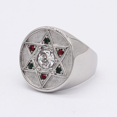 304 Stainless Steel with Cubic Zirconia Finger Rings FS-WGB2220-03-1