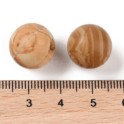 Natural Wood Lace Stone Wooden Jasper No Hole Sphere Beads G-K353-04C-23-1