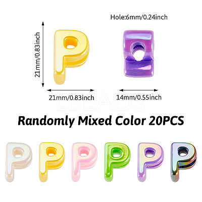 20Pcs UV Plating Opaque Acrylic European Beads OACR-TADJ0001-16P-1