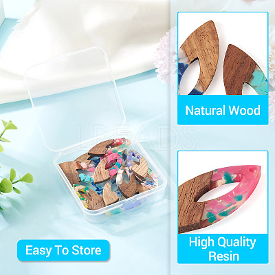 14Pcs 7 Colors Resin and Walnut Pendants FIND-TA0006-36A-1