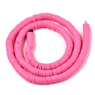 Flat Round Handmade Polymer Clay Beads CLAY-R067-6.0mm-48-1