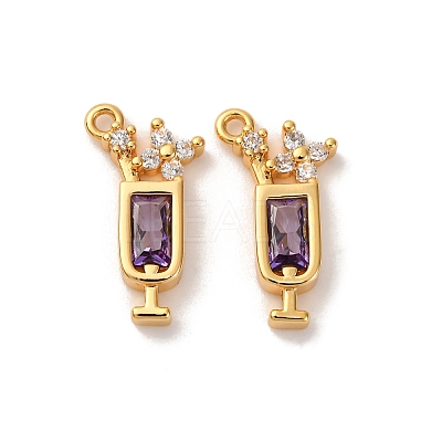 Brass Micro Pave Cubic Zirconia Pendants KK-K382-28G-01-1