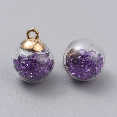 Transparent Glass Globe Pendants GLAA-TAC0002-J09-1