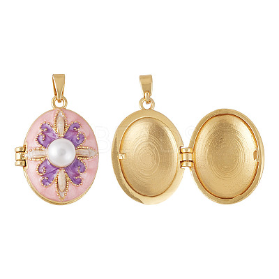 1Pc Brass Enamel Locket Pendants KK-TADJ0001-05A-1
