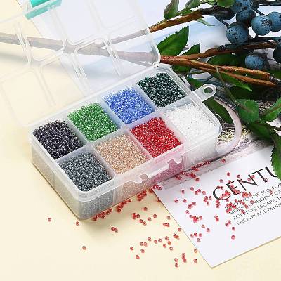FGB 200G 8 Colors 12/0 Grade A Round Glass Seed Beads SEED-JP0010-02-2mm-1