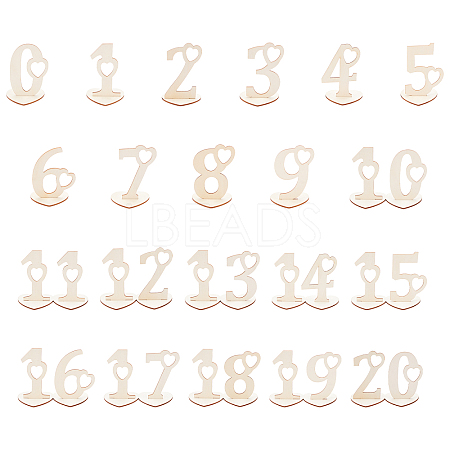 Poplar Wood Table Numbers WOOD-WH0112-97-1