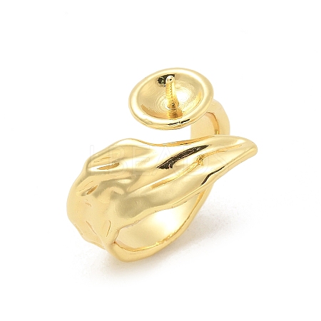 Brass Cup Peg Open Cuff Ring Settings KK-G518-03G-1