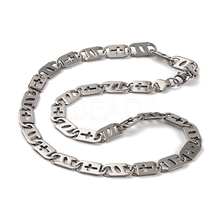 201 Stainless Steel Oval Mariner Link Chain Necklace NJEW-F222-37P-02-1