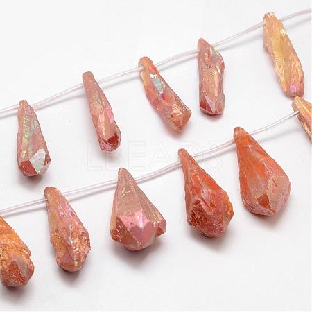 Electroplated Natural Quartz Crystal Beads Strands G-G890-A-10-1