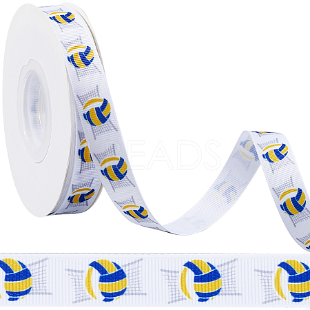 25 Yards Sport Ball Theme Printed Polyester Grosgrain Ribbon OCOR-WH20002-03B-03-1