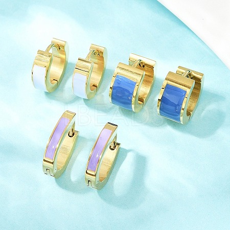 304 Stainless Steel Enamel Hoop Earrings EJEW-K268-20G-04-1