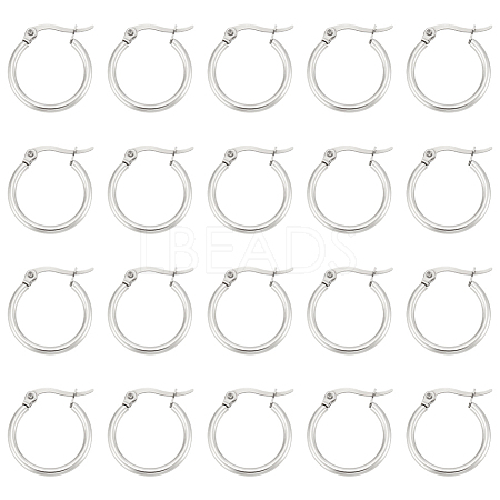 20 Pairs 201 Stainless Steel Hoop Earrings STAS-UN0022-38-1