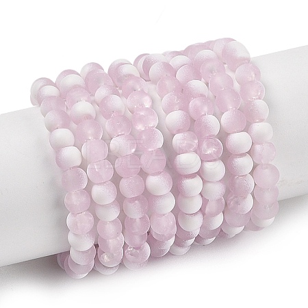 Frosted Crackle Glass Beads Strands GLAA-U001-4mm-M03-1