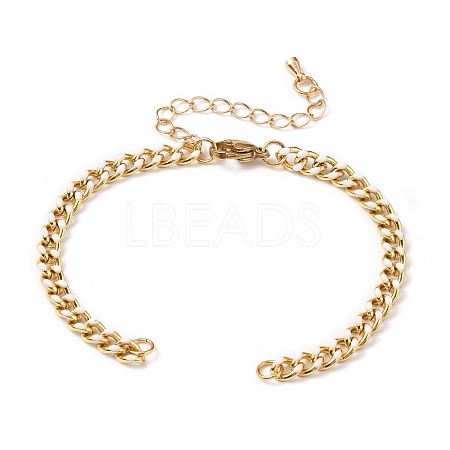 Two Tone Handmade Brass Curb Chain Bracelet Makings AJEW-JB00850-02-1