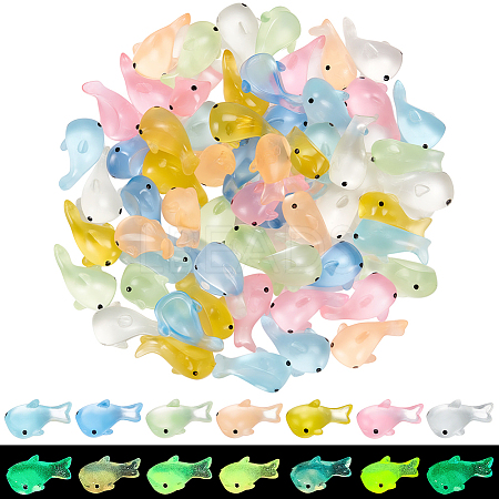 70Pcs 7 Colors Luminous Transparent Resin Shark Ornaments DJEW-SC0001-23-1