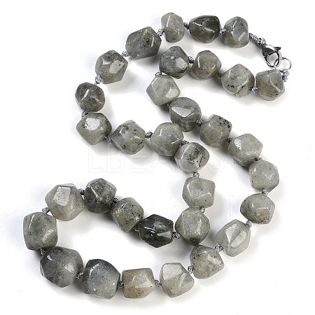 Natural Labradorite Nuggets Beaded Necklaces for Women Men NJEW-K388-01E-01Z-1