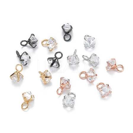 Brass Clear Cubic Zirconia Charms ZIRC-G170-12-1