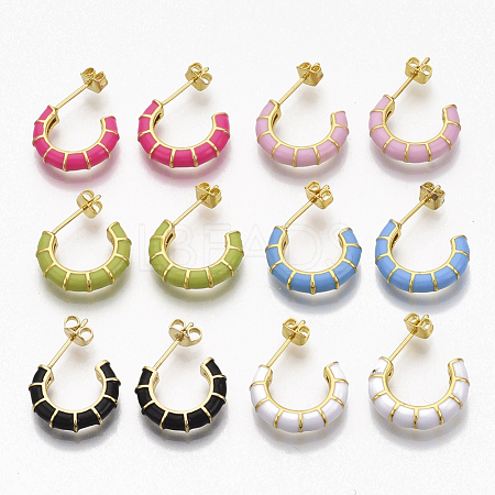 Brass Stud Earrings EJEW-S209-10-1