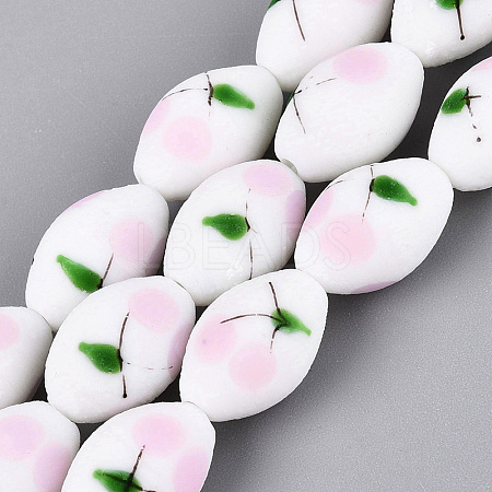 Frosted Handmade Lampwork Beads Strands LAMP-N037-03G-1