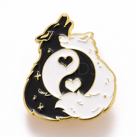 Double Wolf and Great Harmony Enamel Pin JEWB-M023-05-1