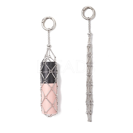 304 Stainless Steel Macrame Pouch Empty Stone Holder Pendant Decorations SA-CJCA03-02-1