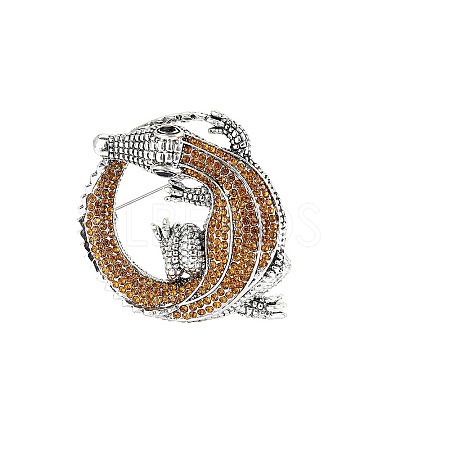 Crocodile Alloy Rhinestone Brooch PW-WGFAD1D-02-1