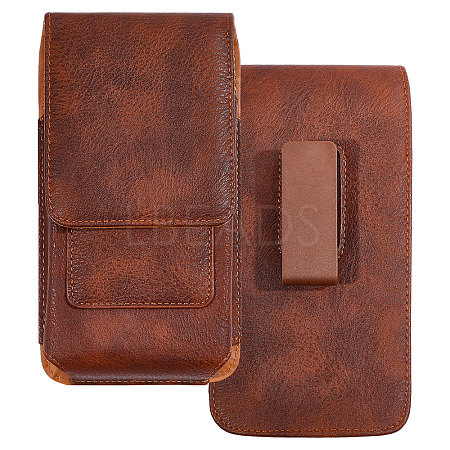 Rectangle Cowhide Mobile Phone Waist Belt Pouches AJEW-WH0596-953B-1