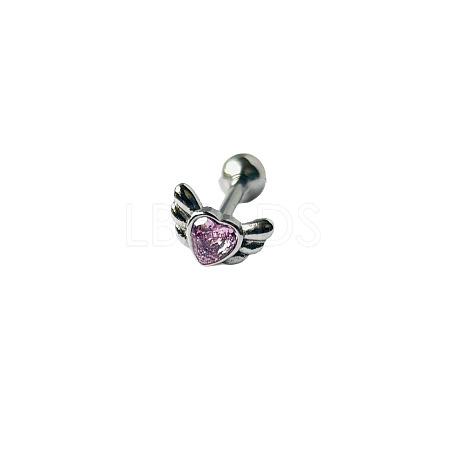 Angel Wing Heart 316L Surgical Stainless Steel Pave Cubic Zirconia Tongue Rings FS-WG901EE-05-1