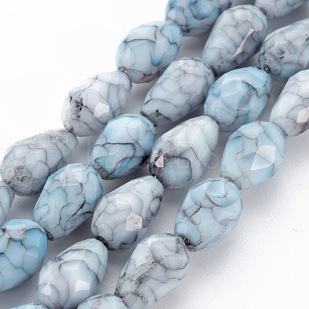 Opaque Baking Painted Crackle Glass Beads Strands EGLA-T008-17B-1