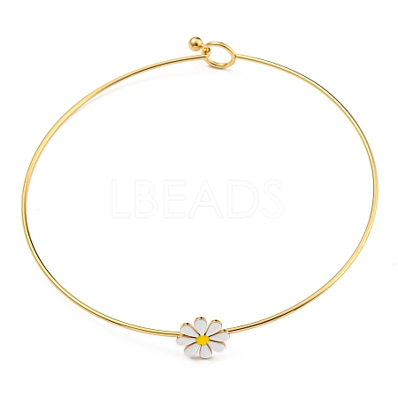 304 Stainless Steel White Enamel Small Daisy Flower Choker Necklaces for Women NJEW-Z040-01G-01-1