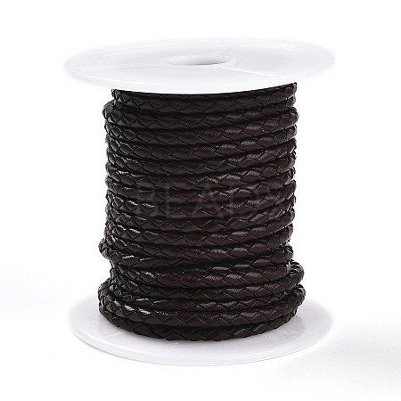Braided Cowhide Leather Cord NWIR-N005-01B-4mm-1