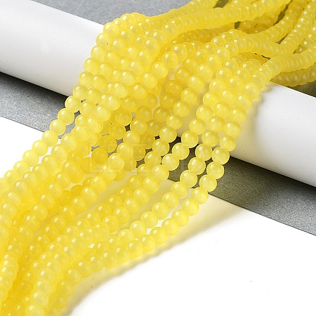 Baking Paint Imitation Jade Glass Round Bead Strands DGLA-Q021-4mm-24-1