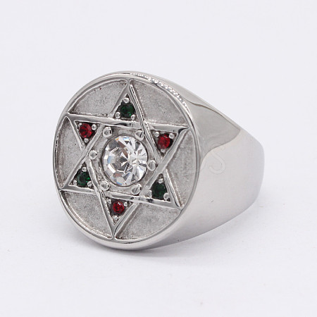 304 Stainless Steel with Cubic Zirconia Finger Rings FS-WGB2220-03-1
