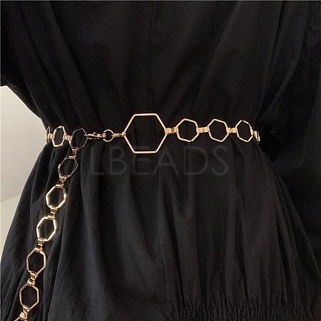 Alloy Hexagon Link Chain Waist Chains WG7868D-01-1