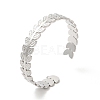 Non-Tarnish 304 Stainless Steel Leaf Open Cuff Bangles BJEW-L682-029P-3
