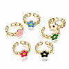 Brass Enamel Cuff Rings RJEW-N035-007-NF-2