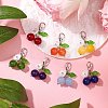 Chakra Natural Malaysia Jade & Green Jade & Chinese Jade & Dyed Yellow Jade Beads Cherry Pendant Decorations HJEW-JM02846-2