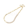 Clear Cubic Zirconia & Paperclip Chain Necklace for Girl Women Gift NJEW-A005-06G-1