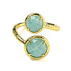 Round Natural Gemstone Open Cuff Rings RJEW-C087-02G-3