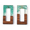 Transparent Resin & Walnut Wood Pendants RESI-ZX017-21-3