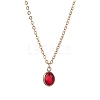 Glass Oval Pendant Necklaces NJEW-JN04928-1