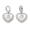 Brass Micro Pave Clear Cubic Zirconia Pendants KK-CBA61F8-06P-1