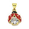 Rack Plating Brass Micro Pave Clear Cubic Zirconia with Enamel Pendant KK-B091-37G-02-1
